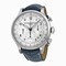 Baume and Mercier Capeland Silver Dial Chronograph Blue Leather Men's Watch 10063
