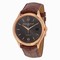 Baume and Mercier Clifton Grey Dial 18kt Rose Gold Brown Alligator Leather Men's Watch 10059