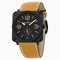 Bell & Ross Aviation Black Dial Tan Leather Men's Watch BRS-HERITAGE/SCA