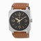 Bell & Ross Aviation Gold Heritage Black Dial Leather Men's Watch BR0392-GOLD-HER