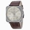 Bell & Ross Officer Silver Dial Brown Alligator Leather Men's Watch BRS-OFF-SIL