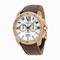 Cartier Calibre de Cartier Silver Dial 18kt Rose Gold Brown Leather Automatic Men's Watch W7100044