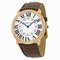 Cartier Ronde Louis Silver Dial 18k Rose Gold Brown Leather Automatic Men's Watch W6801004