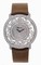 Chopard Happy Diamonds Pave Dial 18kt White Gold Brown Leather Ladies Watch 207227-1001