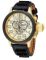 Invicta Russian Diver Chronograph Gold Dial Black Leather Men's Watch 14616