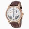 Jaeger LeCoultre Duometre Silver Dial 18kt Rose Gold Brown Leather Men's Watch Q6012521