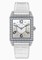 Jaeger LeCoultre Reverso Squadra Lady Duetto Silver Dial 18kt White Gold White Leather Ladies Watch Q7053402