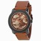 Movado Bold Brown and Beige Camouflage-Print Dial Brown Leather Black Stainless Steel Case Men's Quartz Watch 3600301