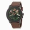 Movado Bold Camouflage-Print Dial Brown Leather Strap Black Stainless Steel Men's Quartz Watch 3600302