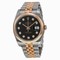 Rolex Datejust Black Diamond Dial Stainless Steel and 18kt Pink Gold Men's Watch 116201BKDJ