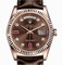 Rolex Day-Date Chocolate Brown Diamond and Ruby Dial Leather Automatic Men's Watch 118135CDL