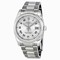 Rolex Oyster Perpetual Date Silver Dial Fluted 18k White Gold Bezel Men's Watch 115234SRO