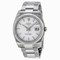 Rolex Oyster Perpetual Date White Dial Fluted 18kt White Gold Bezel Men's Watch 115234WSO