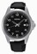 Seiko Black Dial Black Leather Quartz Men's Watch SUR159