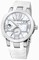 Ulysse Nardin Executive Dual Time Mother of Pearl Diamond Dial Stainless Steel White Rubber Ladies Watch 243-10-3-391