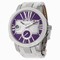 Ulysse Nardin Executive Dual Time Purple Dial Diamond White Leather Ladies Watch 243-10-30-07