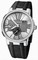 Ulysse Nardin Executive Dual Time Silver Dial Diamond Bezel Black Rubber Men's Watch 243-00B-3-421