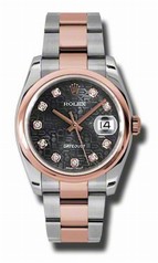 Rolex Datejust Black Jubilee Dial Automatic Pink Gold and Stainless Steel Men's Watch 116201BKJDO