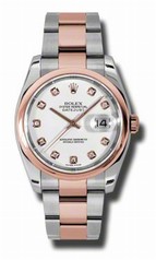 Rolex Datejust White Dial Automatic Pink Gold and Steel Men's Watch 116201WDO