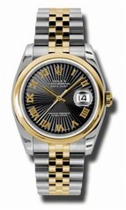 Rolex Datejust Black Automatic Stainless Steel and 18K Yellow Gold Men's 116203BKSBRJ