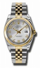 Rolex Datejust Silver Automatic Stainless Steel and 18K Yellow Gold Men's 116203SCAJ