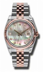 Rolex Datejust Black Mother of Pearl Dial Automatic Pink Gold and Steel Ladies Watch 116231BKMDJ
