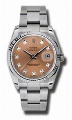 Rolex Datejust Pink Dial Automatic White Gold Bezel Stainless Steel Oyster Men's Watch 116234PDO