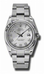 Rolex Datejust Silver Concentric Automatic White Gold Bezel Steel Oyster Men's Watch 116234SCAO