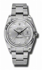 Rolex Datejust Silver Dial Automatic White Gold Bezel Steel Men's Watch 116234SDO