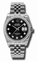 Rolex Datejust Black Automatic Diamond Bezel Steel Ladies Watch 116244BKDJ