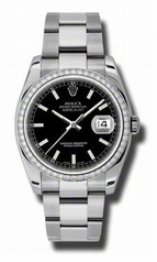 Rolex Datejust Black Dial Automatic Diamond Bezel Steel Ladies Watch 116244BKSO