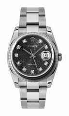 Rolex Datejust Black Jubilee Dial Automatic Diamond Bezel Steel Ladies Watch 116244BKJDO