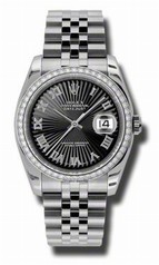 Rolex Datejust Black Dial Automatic Diamond Bezel Steel Ladies Watch 116244BKSBRJ
