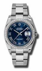 Rolex Datejust Blue Dial Automatic Diamond Bezel Steel Ladies Watch 116244BLRO