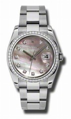 Rolex Datejust Black Mother of Pearl Dial Automatic Diamond Bezel Steel Ladies Watch 116244BKMDO