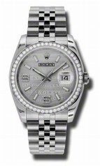 Rolex Datejust Silver Wave Automatic Diamond Bezel Steel Ladies Watch 116244SWSDAJ