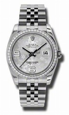 Rolex Datejust Silver Automatic Diamond Bezel Steel Ladies Watch 116244SFAJ