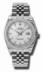 Rolex Datejust Silver Dial Automatic Diamond Bezel Steel Ladies Watch 116244SSJ