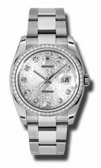 Rolex Datejust Silver Jubilee Dial Automatic Diamond Bezel Steel Ladies Watch 116244SJDO