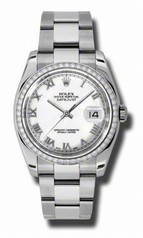 Rolex Datejust White Dial Automatic Diamond Bezel Steel Ladies Watch 116244WRO