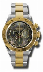 Rolex Cosmograph Daytona Black Mother of Pearl Chronograph Dial Stainless Steel And 18k Yellow Gold Men's Watch 116523BKMRO