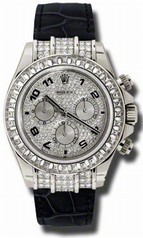 Rolex Cosmorgarph Daytona Pave Diamond Dial 18K White Gold Case Set with 48 Diamonds Leather Strap Men's Watch 116599