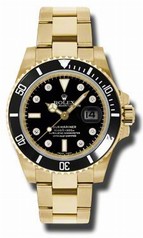 Rolex Submariner Black Dial 18kt Yellow Gold Bracelet Men's Watch 116618