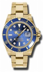 Rolex Submariner Blue Dial 18kt Yellow Gold Bracelet Men's Watch 116618