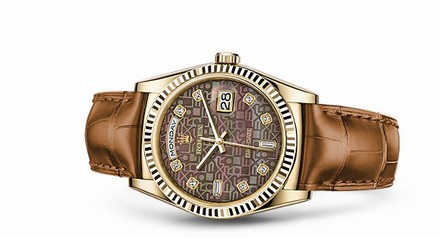 Rolex Day-Date 36 Yellow Gold Strap Brown Computer Diamonds (118138-0018)