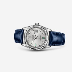 Rolex Day-Date 36 White Gold Strap Silver Diamond Emerald (118139-0053)