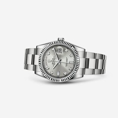 Rolex Day-Date 36 White Gold Fluted Oyster Silver Diamonds (118239-0078)
