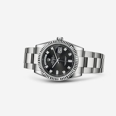 Rolex Day-Date 36 White Gold Fluted Oyster Black Diamonds (118239-0099)