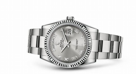 Rolex Day-Date 36 White Gold Fluted Oyster Grey Roman (118239-0145)