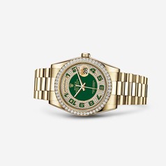 Rolex Day-Date 36 Yellow Gold Diamonds President Green Paved (118348-0054)